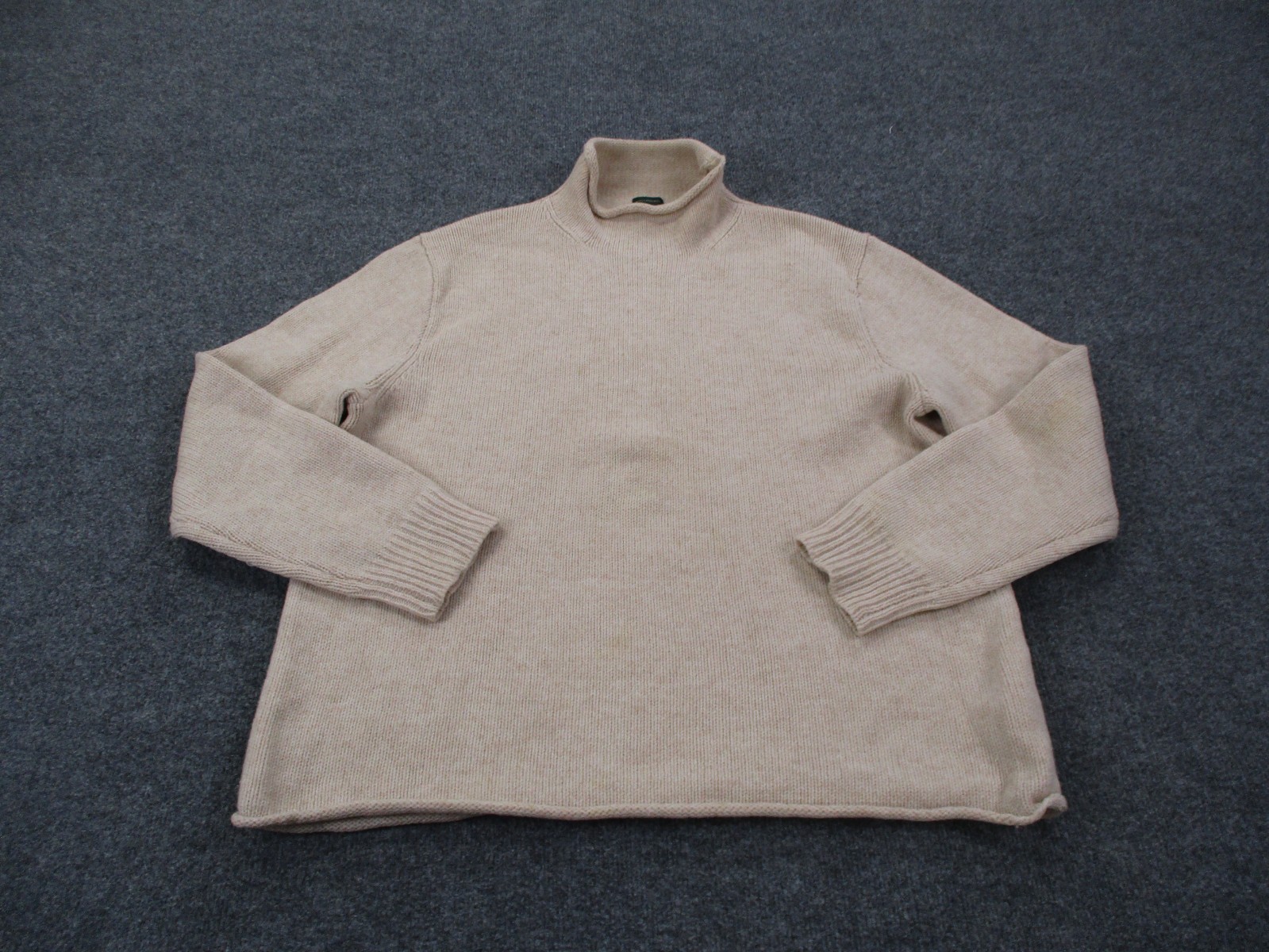 Vintage J Crew Sweater Mens L Lambs Wool Oarsman Roll Neck Pullover Tight Knit