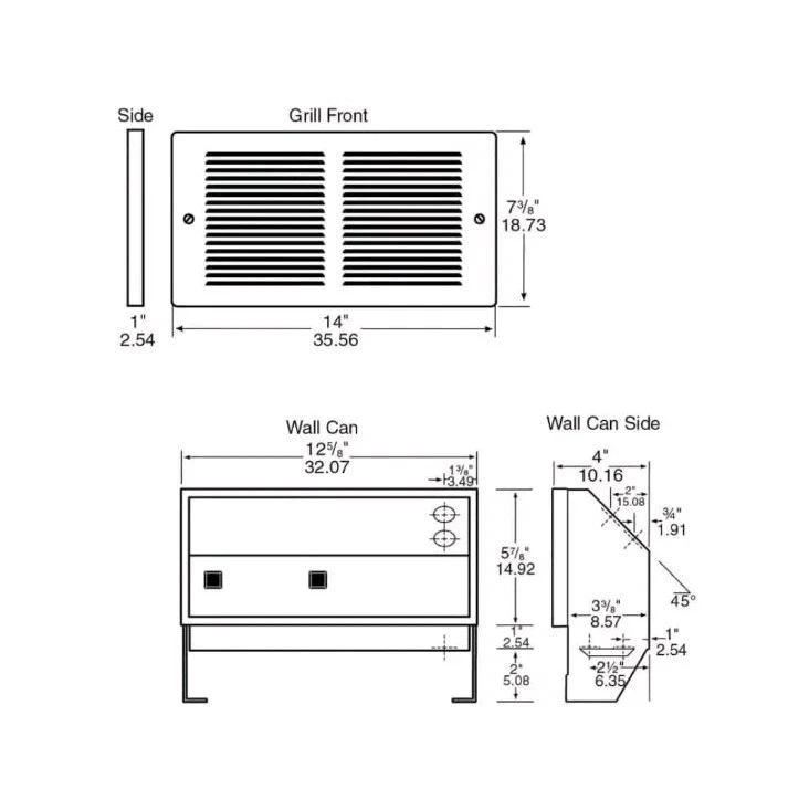 Cadet RM202 • PN 00425 • 240V / 2000W • In Wall Heater • No Thermostat • New! - Image 3 of 4