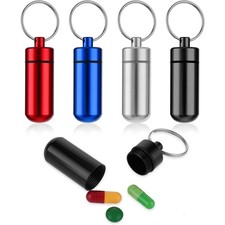4X Keychain Pill Holder - Aluminum Portable Keyring Medicine Case