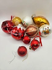 Lot Of Vintage Christmas Ornaments Various Sizes, Material and Colors