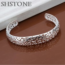 925 Sterling Silver open bangle bracelet for women lady girl cute gift jewelry