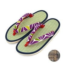 Sandalias para mujer Takeharu japonesas Tatami Rush hierba talla LL púrpura redondo Zori
