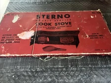 Vintage Sterno #46 Double Service Cook Stove Used in Original Box Black