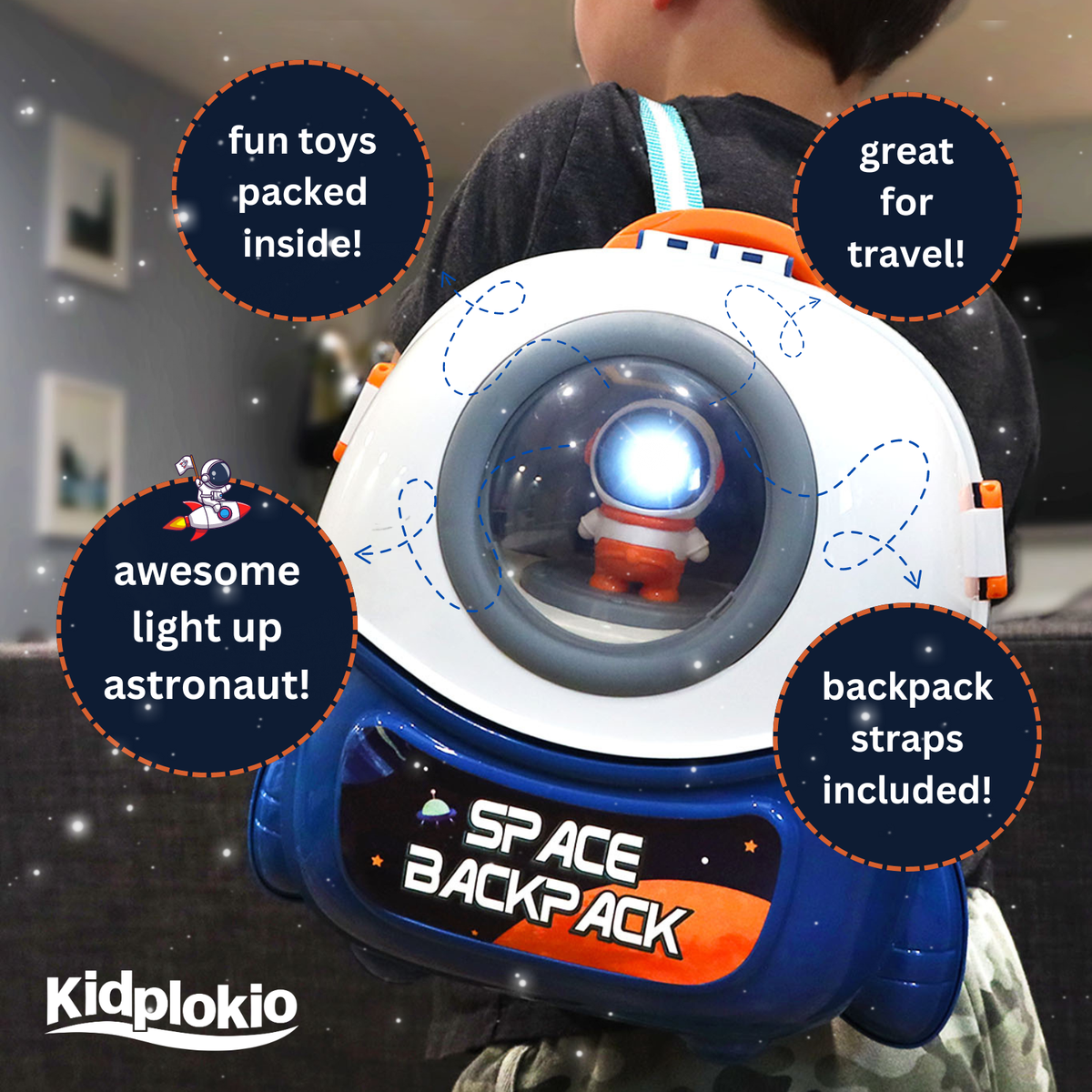 Kidplokio 15pc Space Toys Explorer Voyager Backpack Light Up