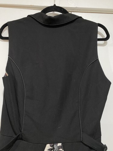 HOT TOPIC Steampunk Vest Womens XL Black Snap Front Split Back Roses Gothic - Picture 10 of 18