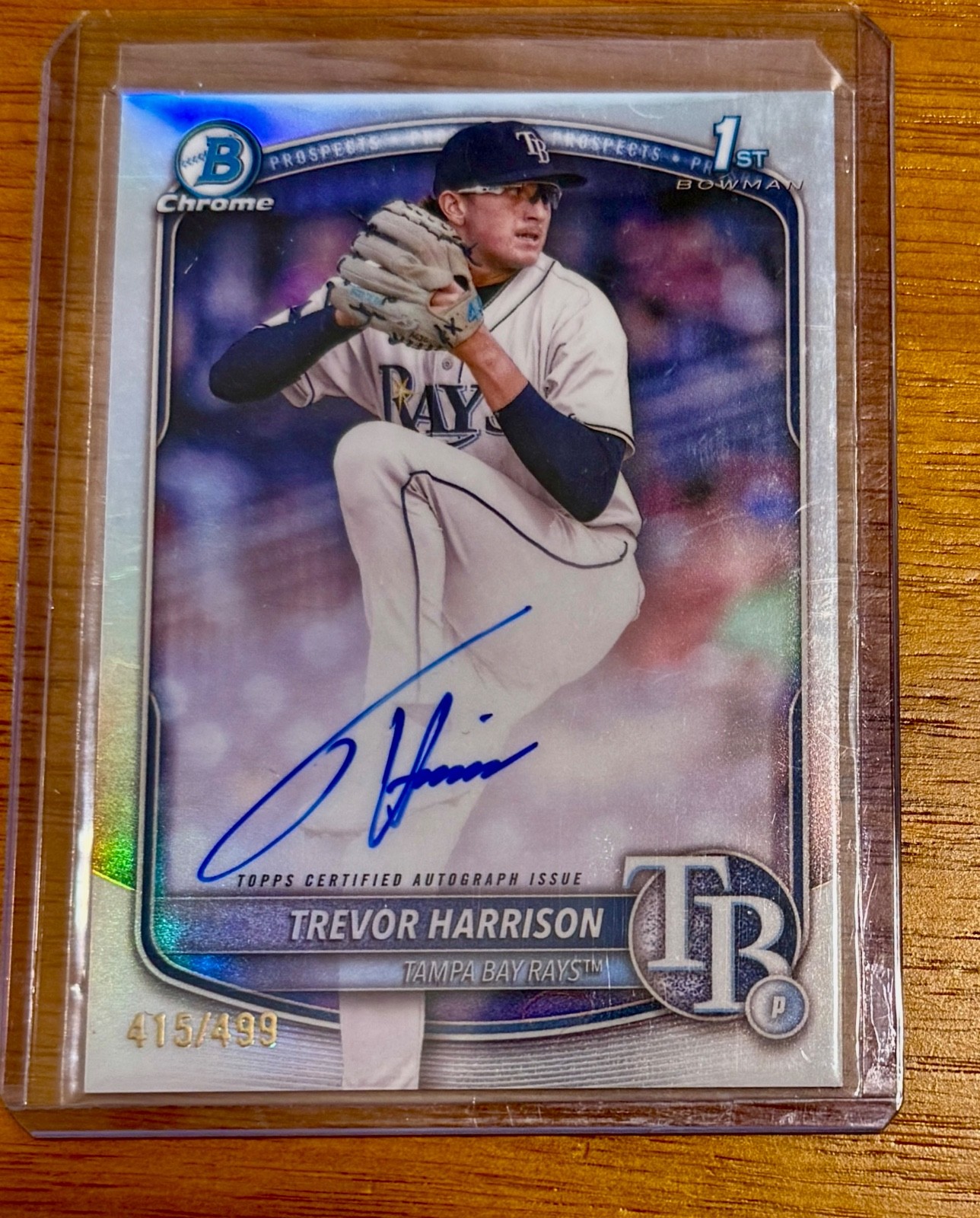 2025 Bowman Chrome Trevor Harrison Auto Refractor /499 1st Prospect Rays