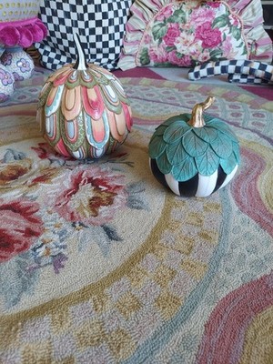 MacKenzie-Childs Foliage Courtly Check Pumpkin 1 Available