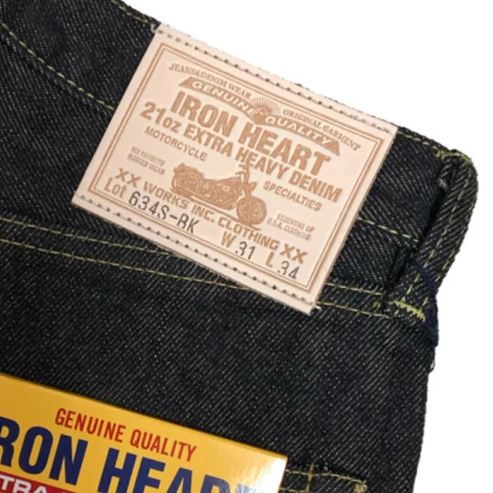 IRON HEART 634S-BK 21oz Black Selvedge Straight Jeans Denim Made