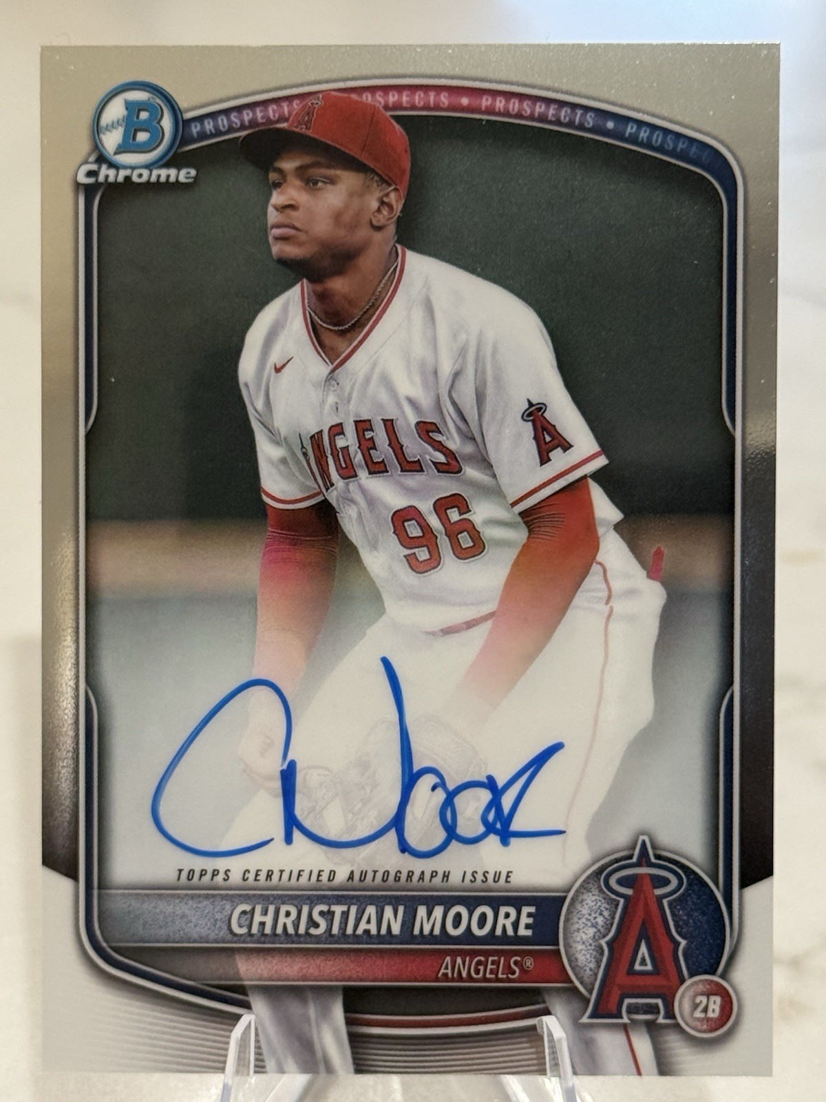 2025 Bowman Chrome Prospect Autographs Christian Moore #CPA-CMO (AU, RC) Angels