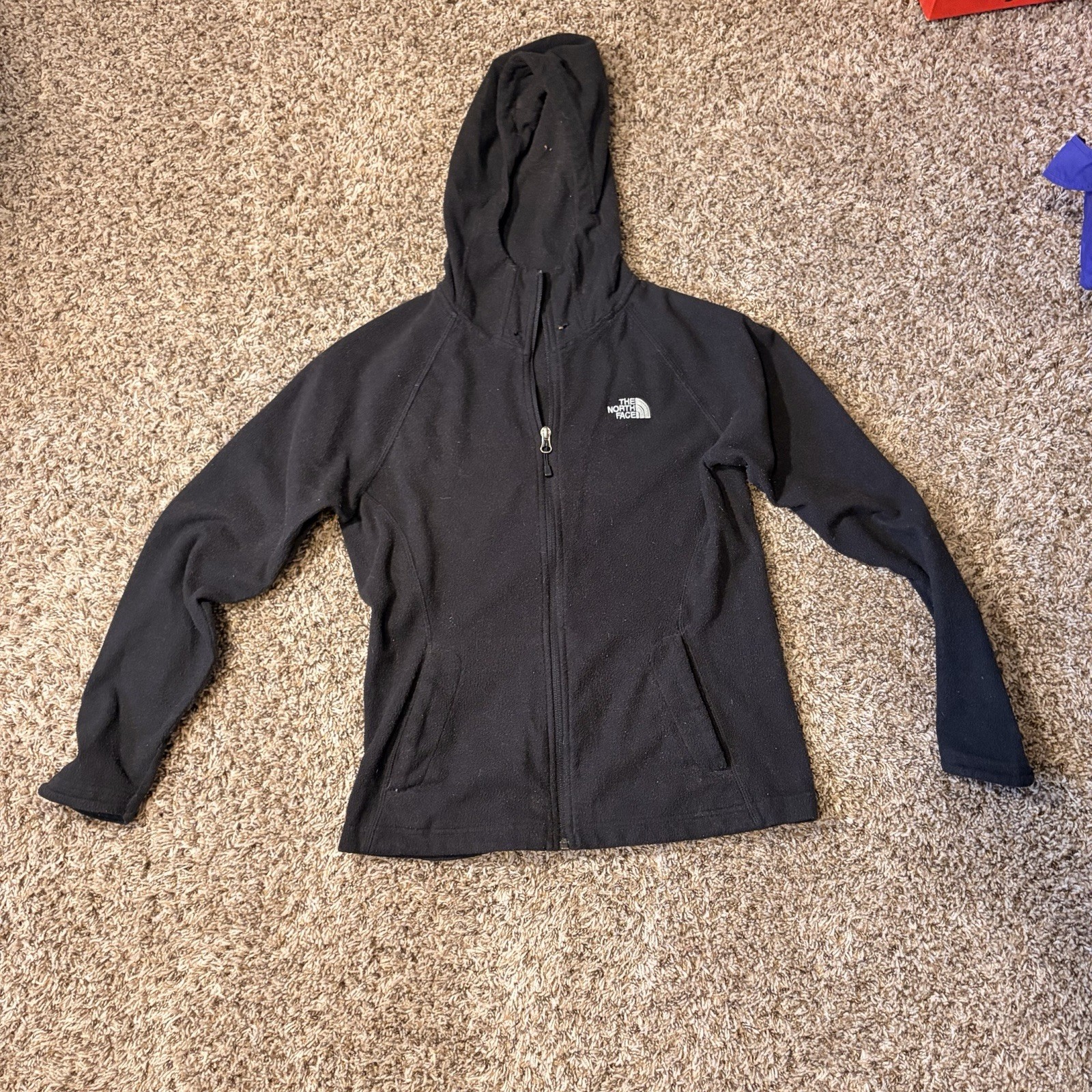 The North Face Women’s Black Hooded Full Zip Jacket Pockets Logo Size M