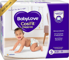 Cosifit Nappies Size 3 6-11kg 216 Pack 3x72 Baby Diapers Month Supply