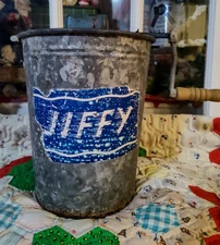 Vintage Jiffy Ice Cream Maker 2 Quart Galvanized Metal Hand Crank Great Graphics