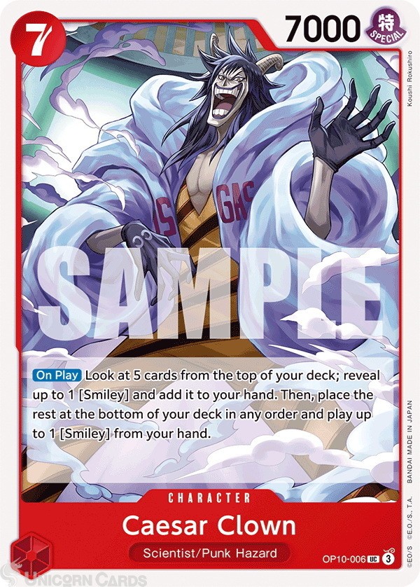 OP10-006 Caesar Clown : Uncommon English One Piece TCG Card : OP10: Royal Blood