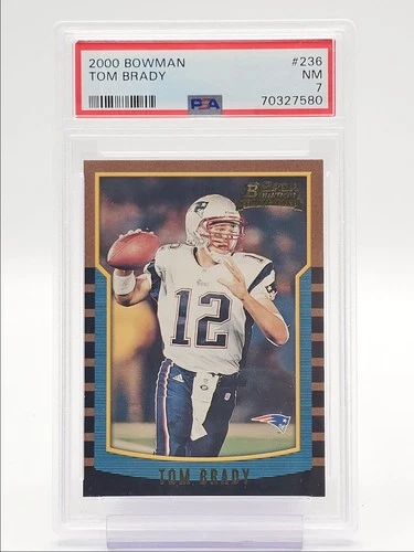 TOM BRADY 2000 BOWMAN ROOKIE FOOTBALL PATRIOTS RC PSA 7 Q0282