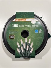 Christmas Lights, Warm White LED 150 Mini Lights Green Wire Sylvania