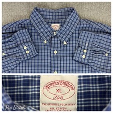 Brooks Brothers 346 Dress Shirt Mens XL Blue Tartan Button Down Long Sleeve