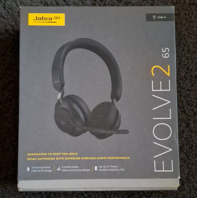 Jabra Evolve2 65 kabelloses Headset USB-A schwarz mit Bügelmikrofon Etui