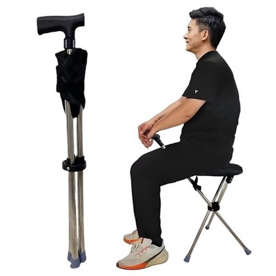 Faltbarer Gehstock mit Stuhl 2-in-1 Gehstock für Senioren Unisex schwarz