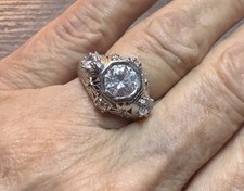 2.00 CT Round Cut Moissanite Vintage  Art Deco Wedding Ring 925 Sterling Silver