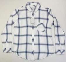 Rails Size Small Womens Rayon White Blue Black Check Hunter Azure Coal Shirt NWT