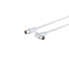 TV Antennenkabel IEC Stecker auf Buchse gewinkelt 100% geschirmt 1,5-10m Weiß