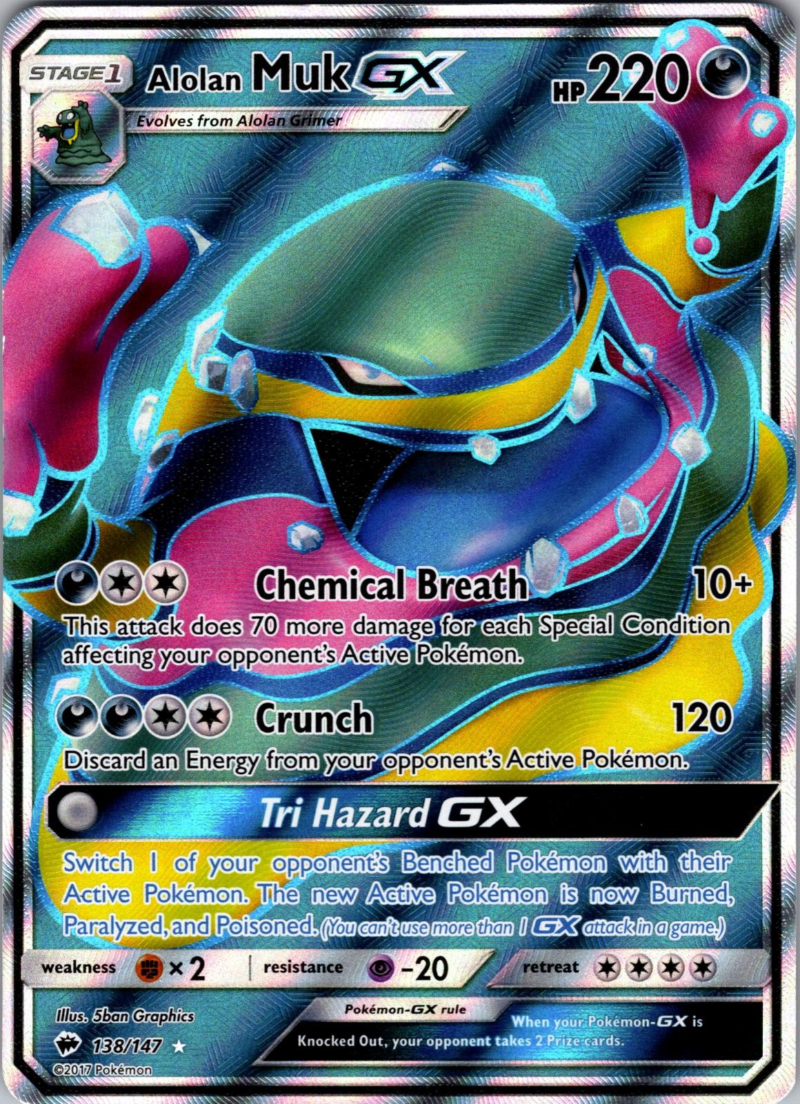 Alolan Muk GX 138/147 Ultra Rare Burning Shadows Pokemon Holo NM