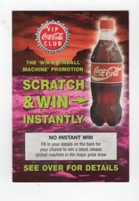 Coca-Cola Win Pinball Machine Promtion Card 1997