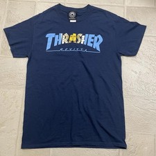 Thrasher Magazine Rare Navy Blue Sun Graphic Skating Tee Size Small