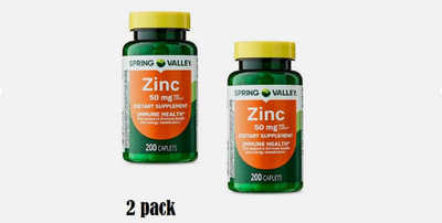 #ad 2 pack Spring Valley Zinc 50mg Caplets 200 Count new free shipping $8.00