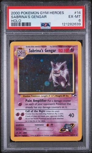 2000 Pokemon Gym Heroes Holo Sabrina's Gengar #14 /132 PSA 6
