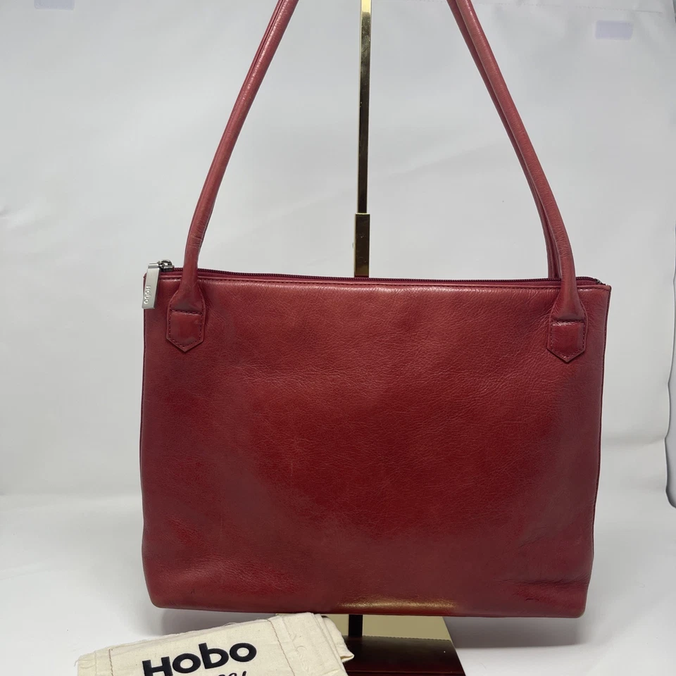 Bolso de hombro shopper de cuero rojo HOBO Foto 2 de 4