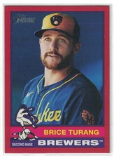 2025 Topps Heritage Baseball Brice Turang #402 Red Border Brewers SP Second Base