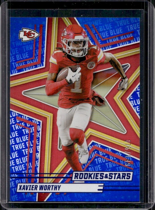 2025 Panini Rookies & Stars Xavier Worthy True Blue #/149 Chiefs
