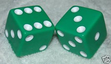 1" HUGE GREEN OPAQUE DICE PAIR