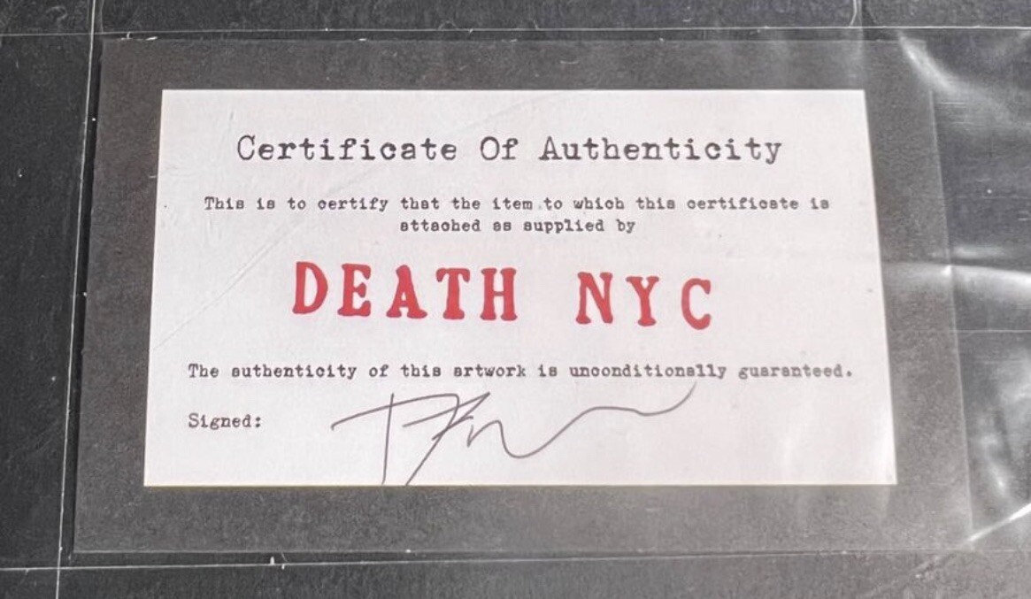 DEATH NYC Hand Signed LARGE Print COA Framed 16x20in Kaws