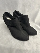 Coach and Four Booties Womens Size 7.5 Shoes Black Suede High Heel Ankle Boots