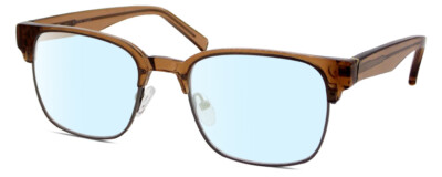 Elton John PRIZE WINNER Unisex Blue Light Glasses in Brown Crystal Gunmetal 52mm