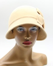Women's Beige Cloche Hat Elegant 1920s Flapper Style, Soft Stylish