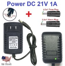 21V 1A AC/DC Adapter Power Supply Charger with 5.5x2.1mm 2 DC Power Plug Tips