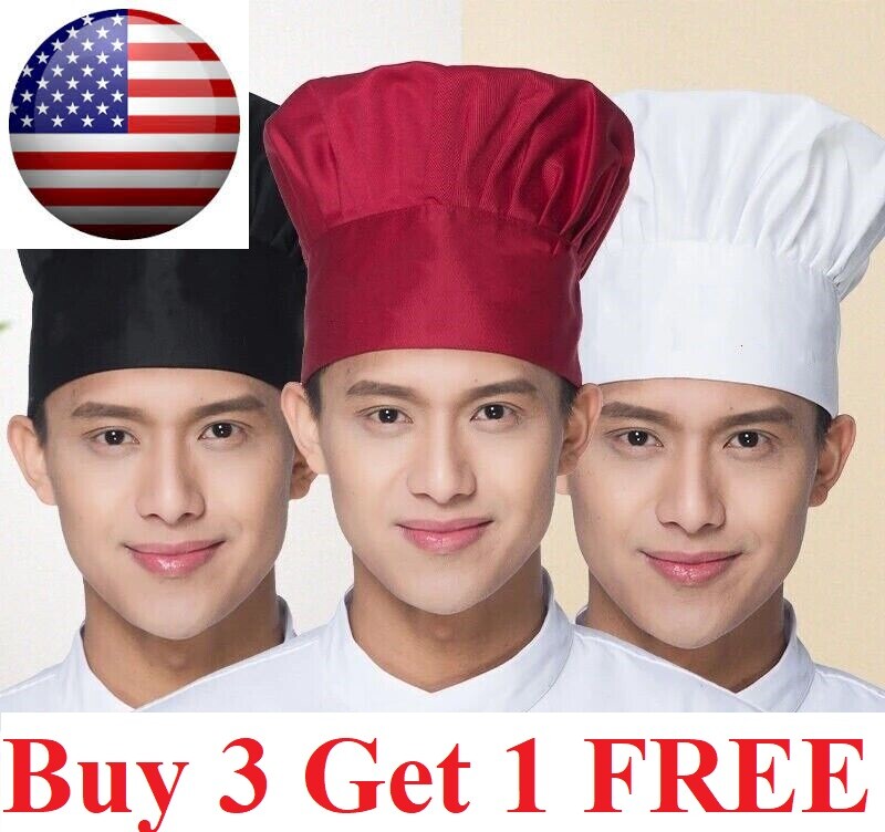 Adjustable Professional Chefs Catering Hat Men Cap Cook Food Prep Kitchen  Round