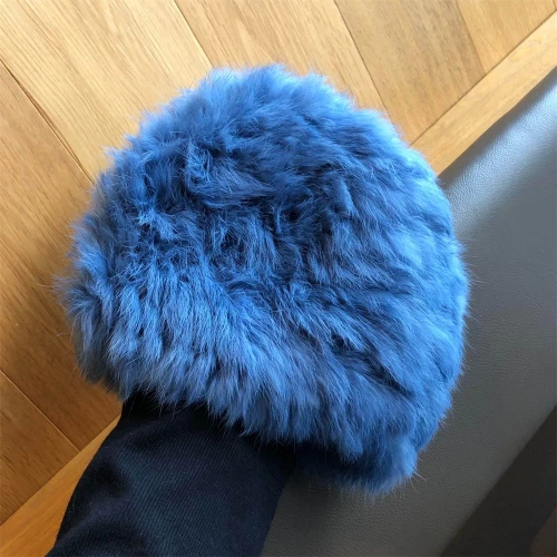 Cappello di lusso da donna in pelliccia di coniglio caldo naturale soffice pelliccia berretto berretto berretto da neve esterno - Foto 32 di 33