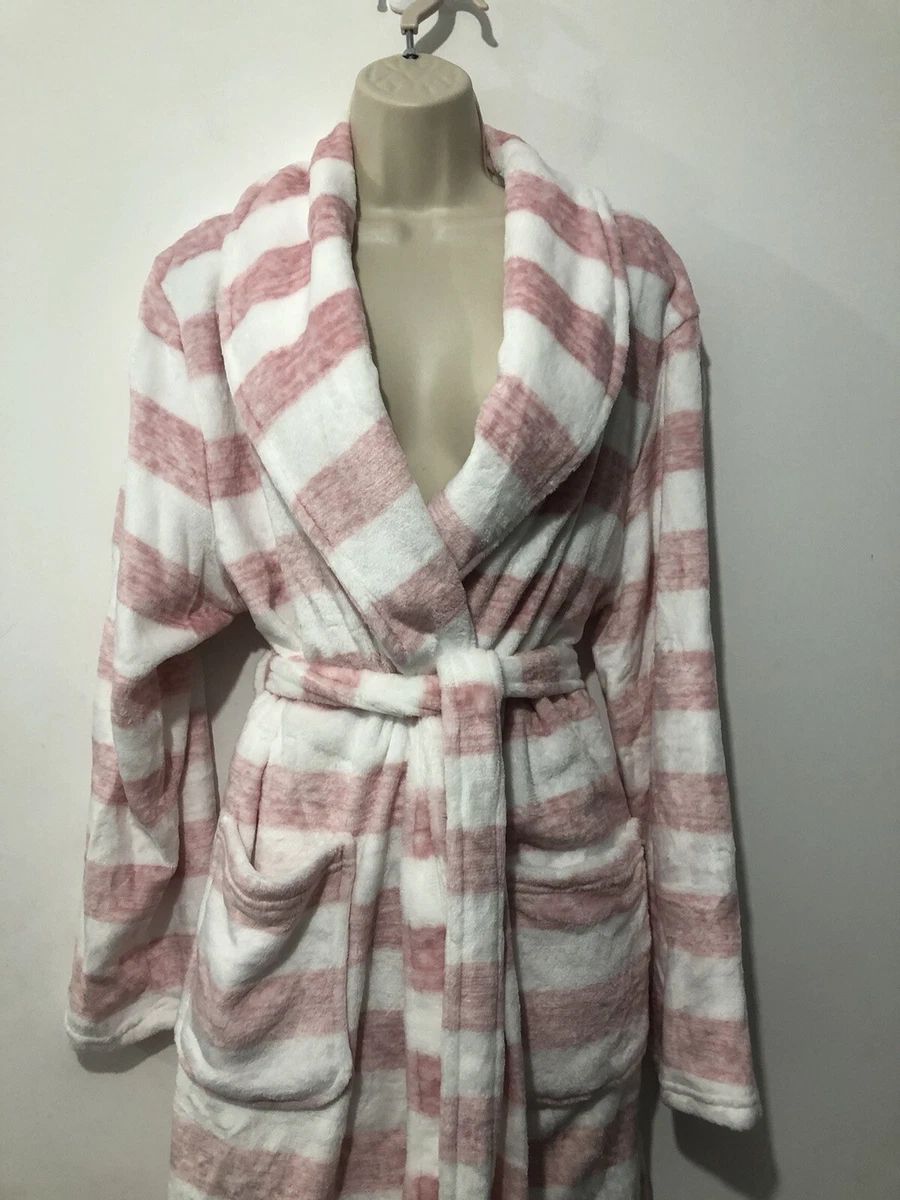 Next F F Soft Cosy Robe Dressing Gown With Collar XL Pink White