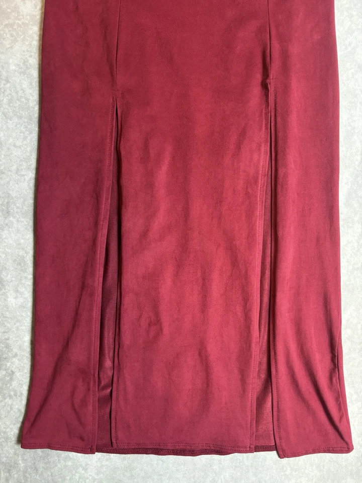 Derek Heart Double Slit Faux Suede Red Maxi Skirt Size Large - Image 2 of 4