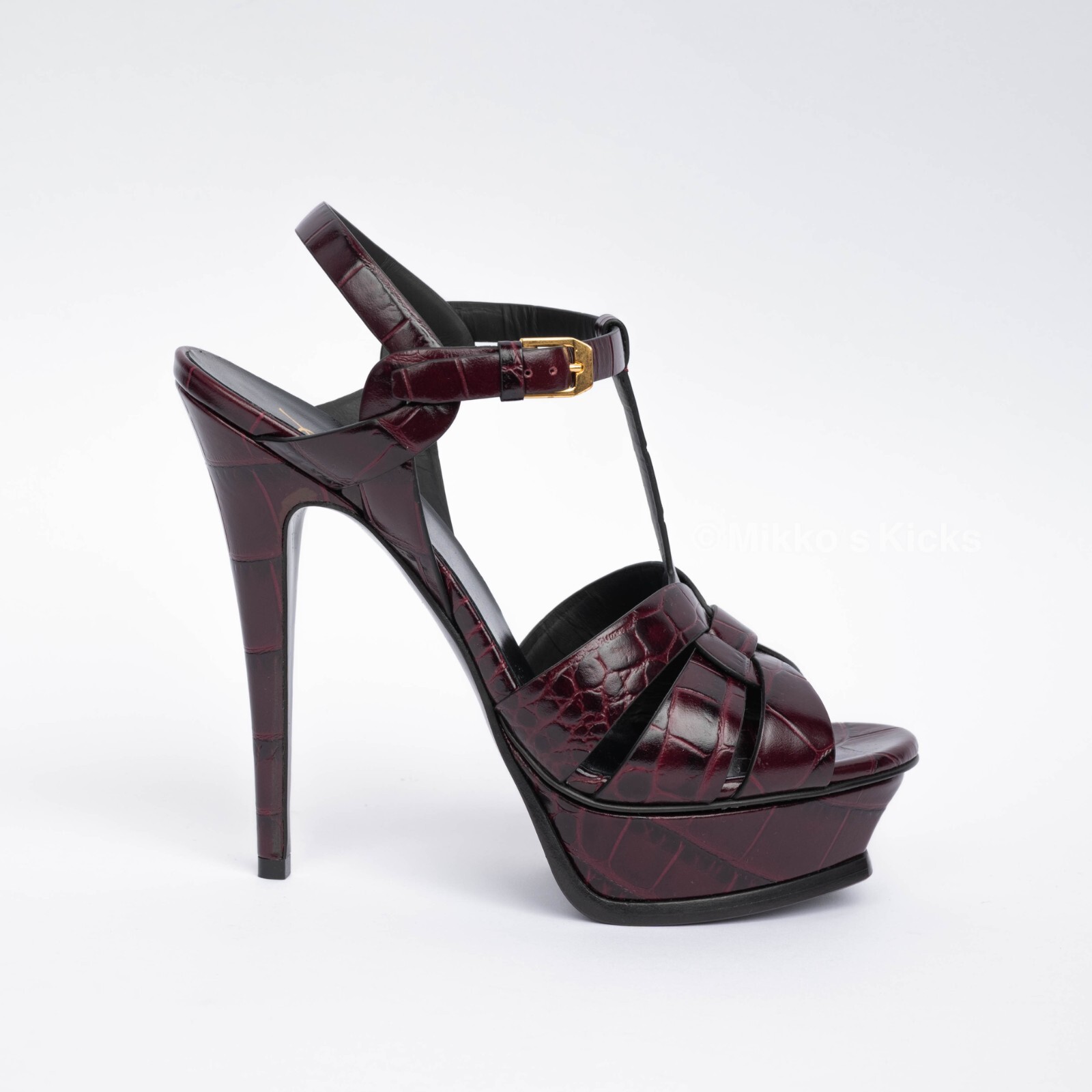 Sandali con plateau Saint Laurent Cocco in pelle Matis Barolo 105 EU 38 5 US 8 5