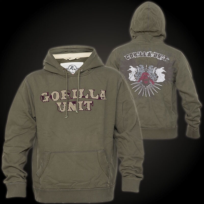 Толстовка с капюшоном GORILLA UNIT Two Angels Оливковые толстовки с капюшоном Herren Two Angels
