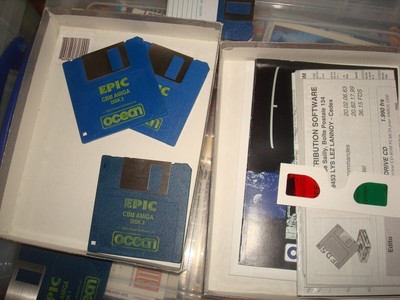 LOT 3 BOXES JEUX AMIGA 500 : EPIC + KING'S QUEST VI + DRAKKHEN - Vintage, état Correct