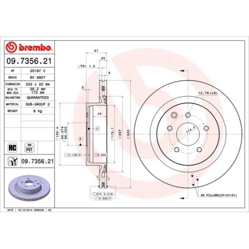 09.8411.1X BREMBO Xtra Disco freno 288x25mm, 5, perforato/ventilazione
