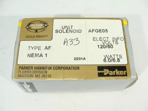 Parker Gold Ring Unit Solenoid Valve Coil AFGE05 Type AF Nema 1 120v New In Box - 第 1/2 張圖片