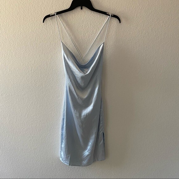 billie drape midi dress Superdown Billie Drape Midi Sleeveless Slit Dress In Blue Size M