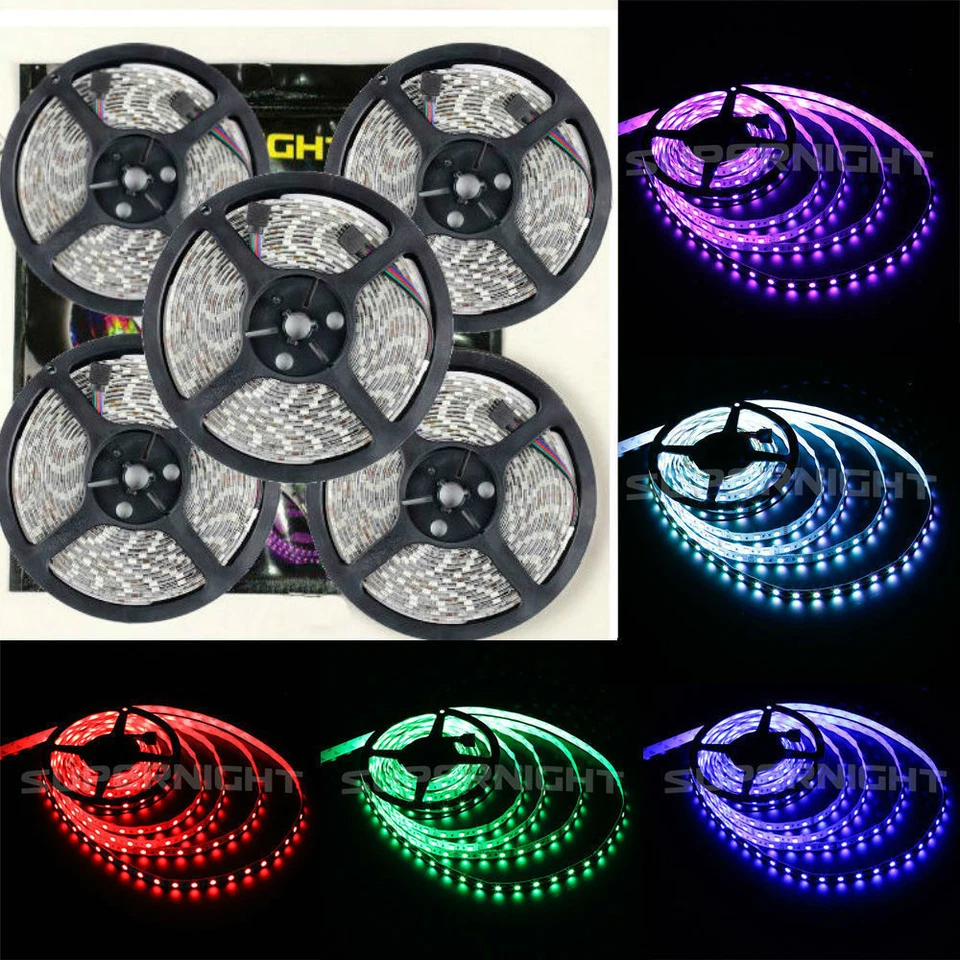 Luz de tira LED flexível 5M 5050/3528 SMD RGB luz de corda decoração de festa de Natal - Imagem 2 de 4